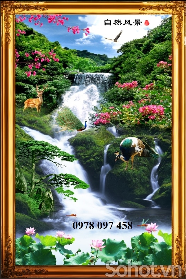 Tranh phong thủy - tranh gạch thác nước