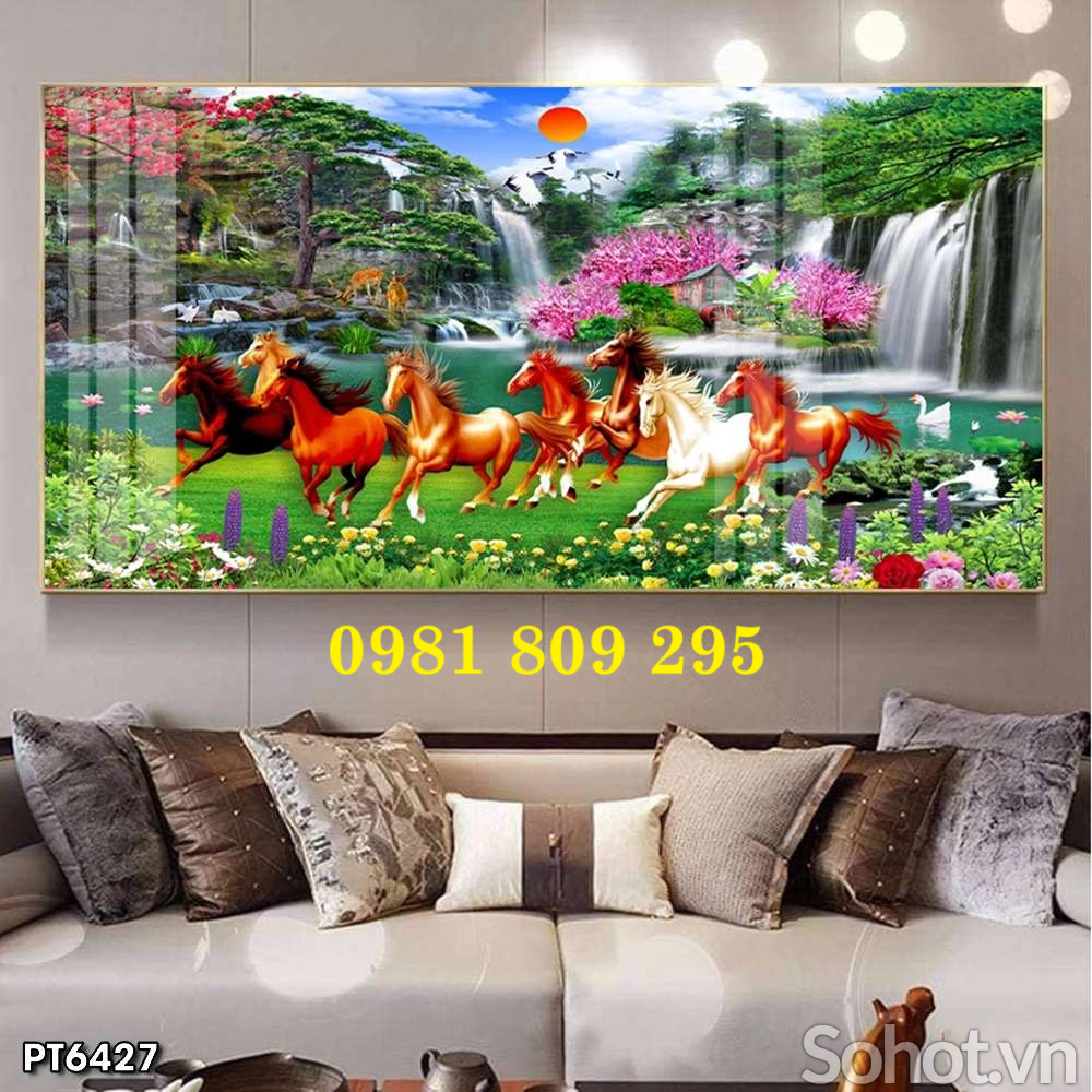 Tranh mã đáo thành công , gạch tranh phong thủy