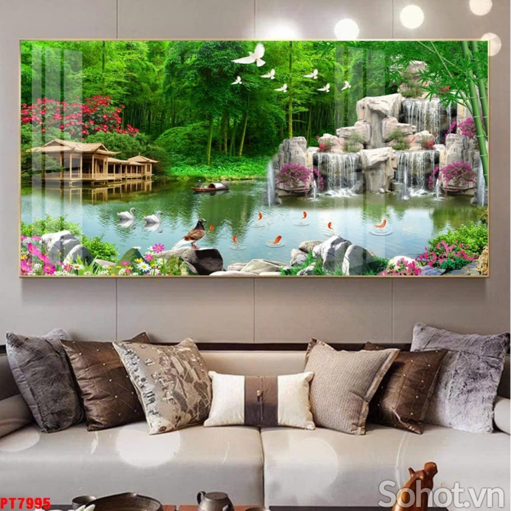 Tranh gạch men 3d ốp tường cảnh tre trúc - CXV44