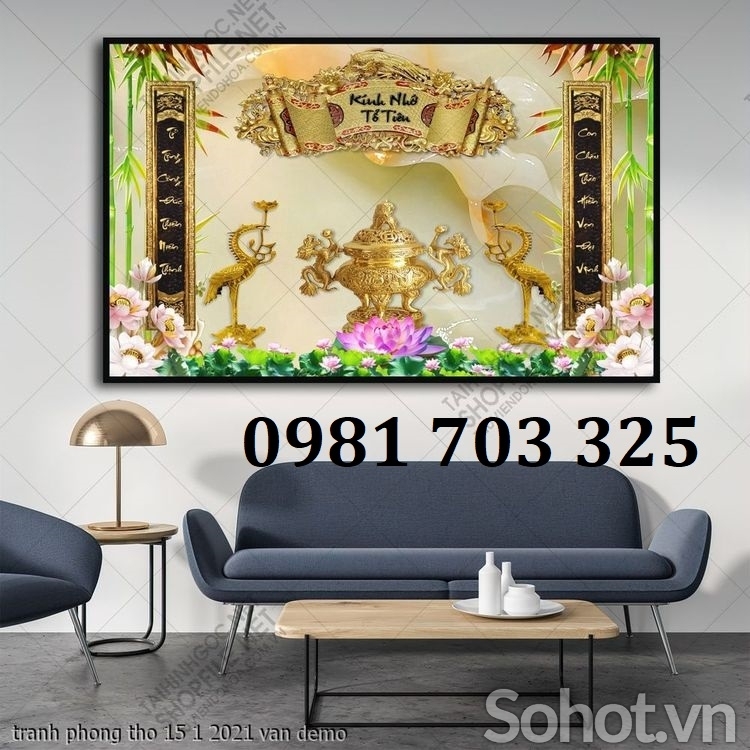 Gạch tranh dán tường ban thờ