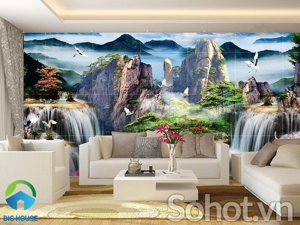 Tranh gạch 3d ốp tường mây núi - SCXV4