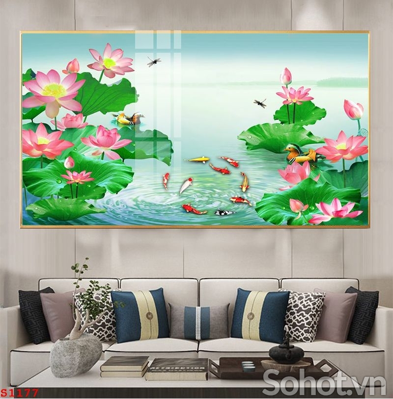 Tranh hoa sen ốp tường