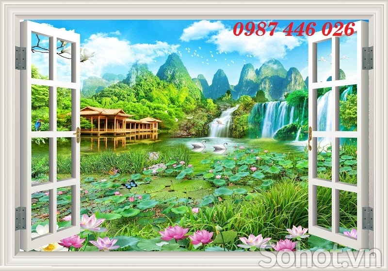Gạch tranh cửa sổ 3d ốp tường HP9272