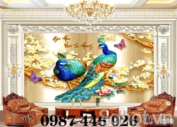 Gạch tranh chim công gạch đẹp HP2553
