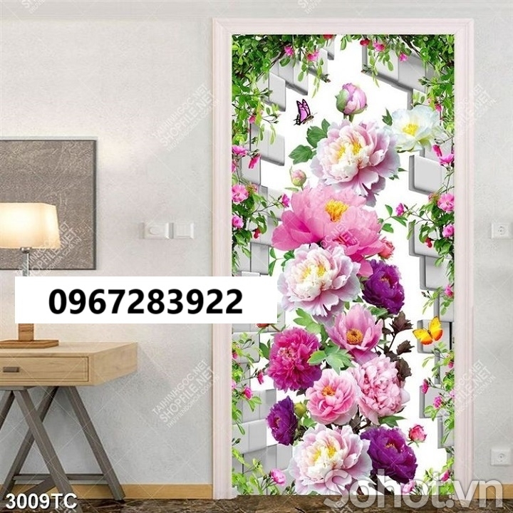 Tranh gạch 3d đẹp hoa mẫu đơn