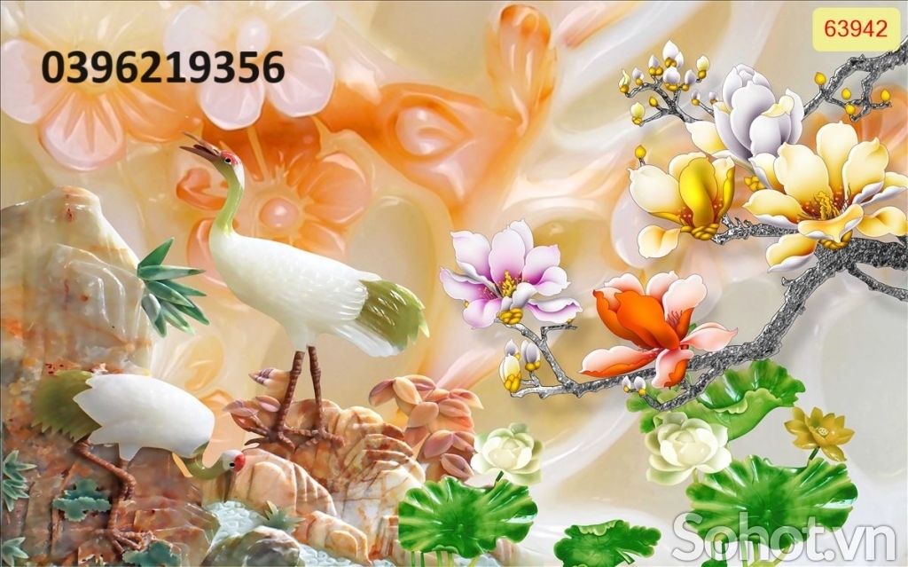 Tranh chim hạc đẹp trang trí 3D
