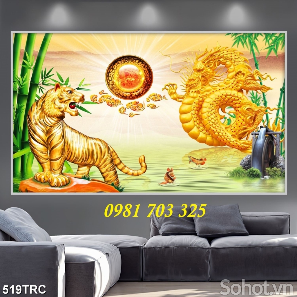 Tranh gạch đẹp trang trí rồng phượng