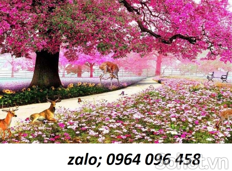 Tranh gạch men 3d cây hoa đào - XVC6622