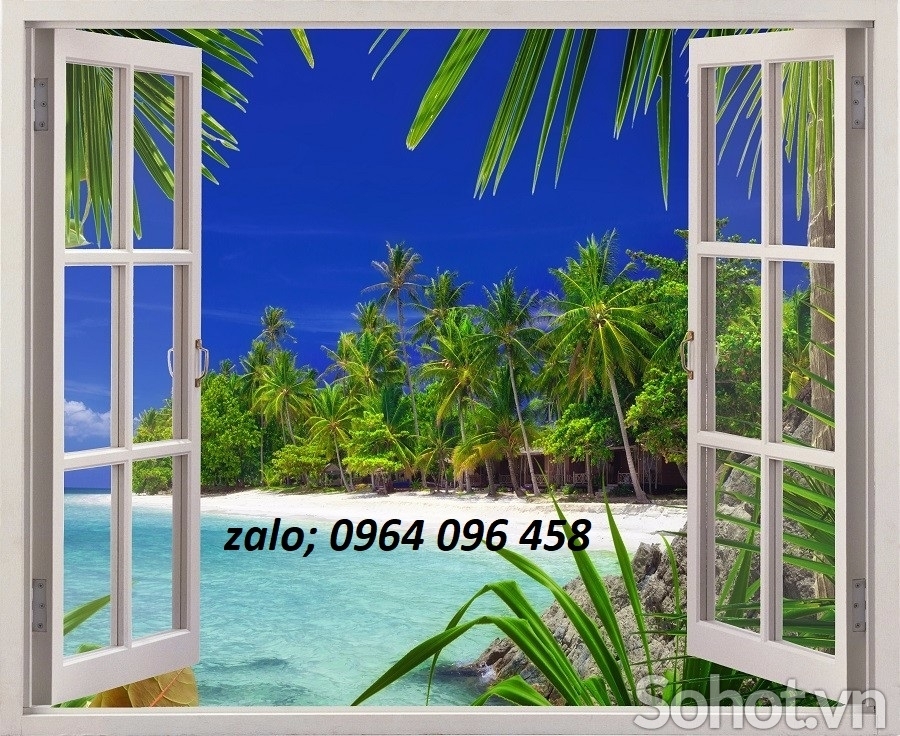 Tranh gạch 3d ốp tường tranh cửa sổ - CB90