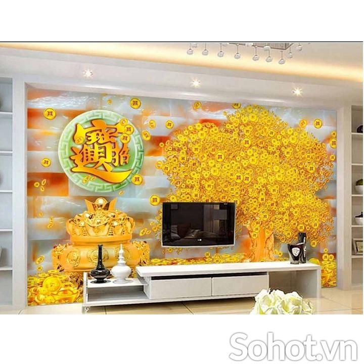 Gạch ốp tường 3D cây kim tiền