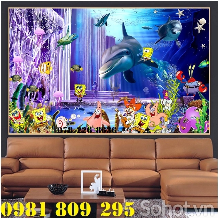 Gạch tranh 3d cá heo - tranh gạch ốp tường