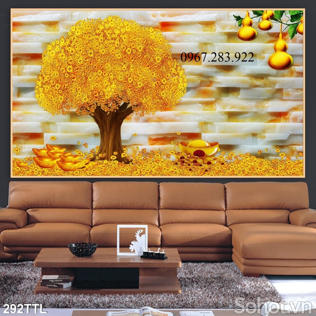 Tranh 3d gạch men trang trí- Tranh kim tiền 3d