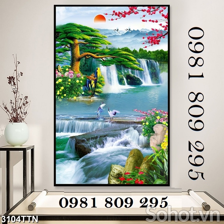 Tranh khổ đứng, tranh gạch men phong cảnh ốp tường DFGD67