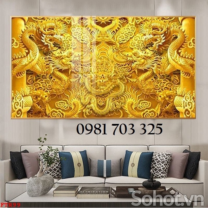 Tranh gạch 3d trang trí rồng phượng