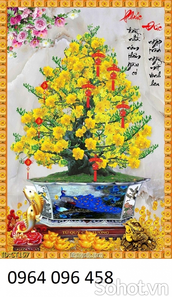 Tranh hoa mai 3d - tranh gạch 3d hoa mai - SXC64