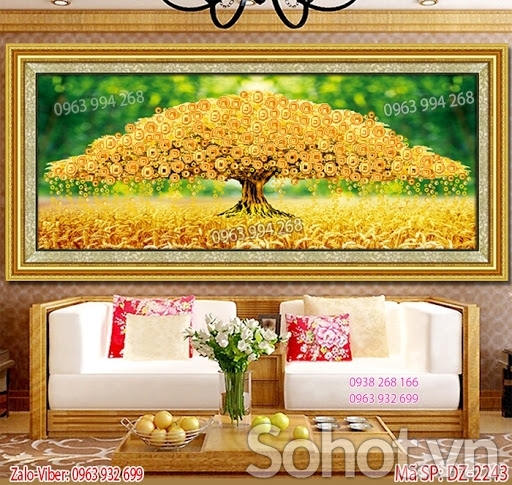 Tranh gạch 3D cây kim tiền