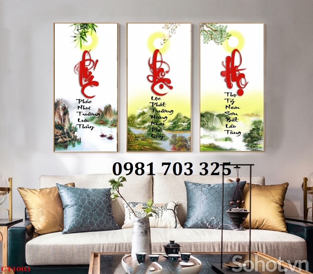 Tranh gạch thư pháp phúc lộc thọ