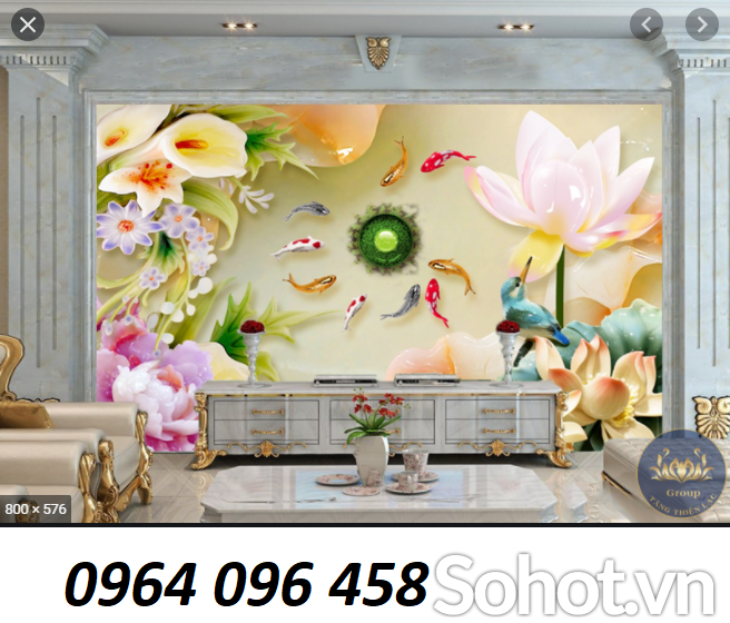 Tranh gạch 3d cửu ngư quần hội - DVV322