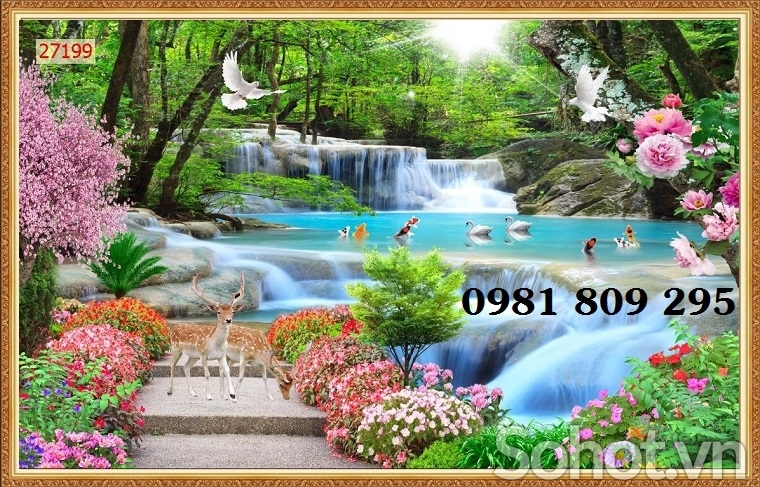 Mẫu tranh  phong cảnh - gạch 3d