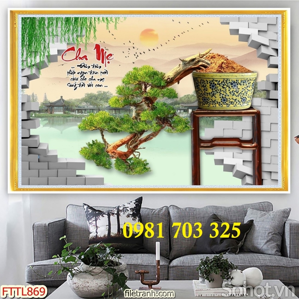 Tranh gạch 3d hoa mai trang trí