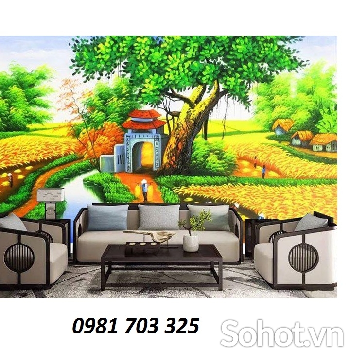 Tranh gạch đồng quê trang trí phòng