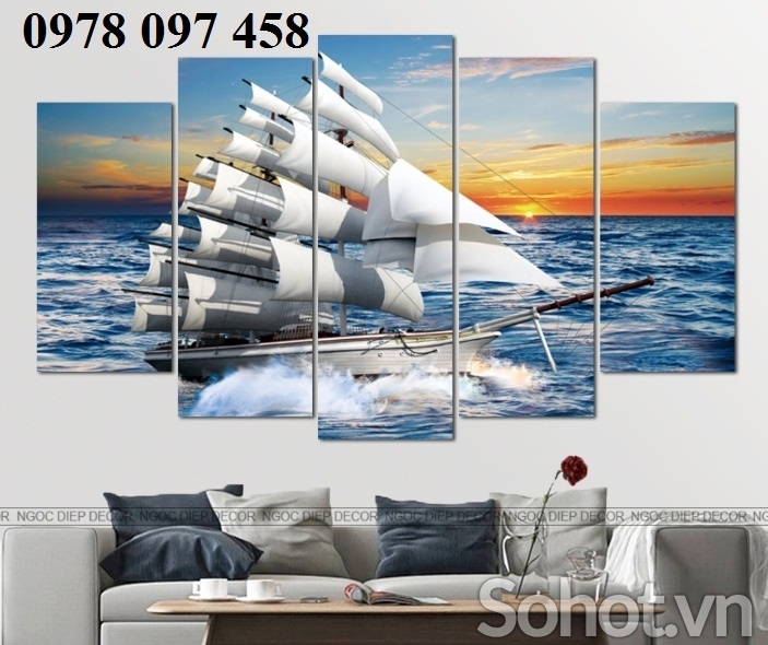 Tranh gạch 3d- tranh thuyền buồm