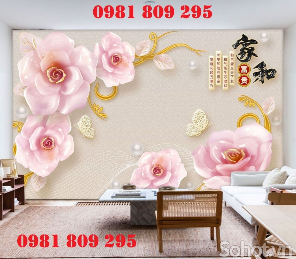 Tranh gạch men hoa ngọc 3d