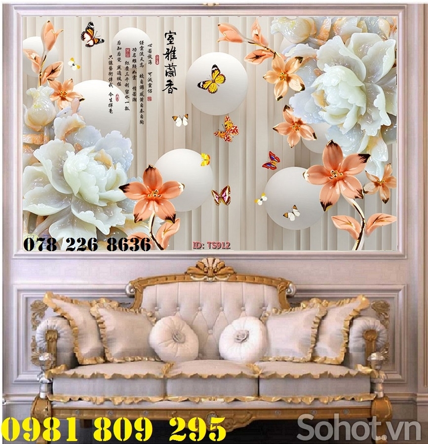 Gạch trang trí hoa ngọc 3d , gạch ốp tường