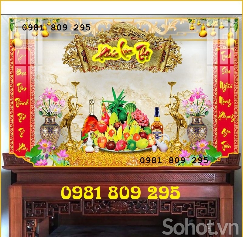 Gạch tranh phòng thờ trang trí HO999