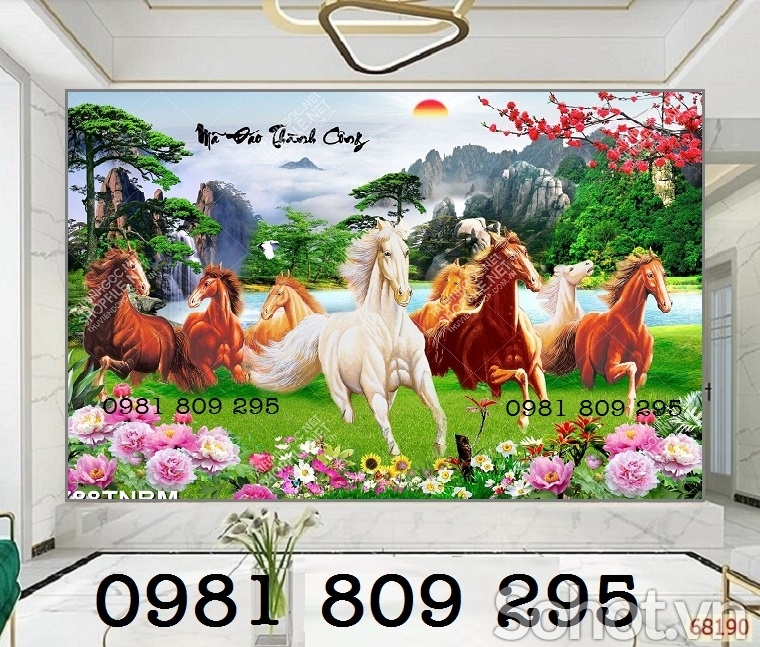 Tranh gạch , gạch ngựa ốp phòng khách HN888