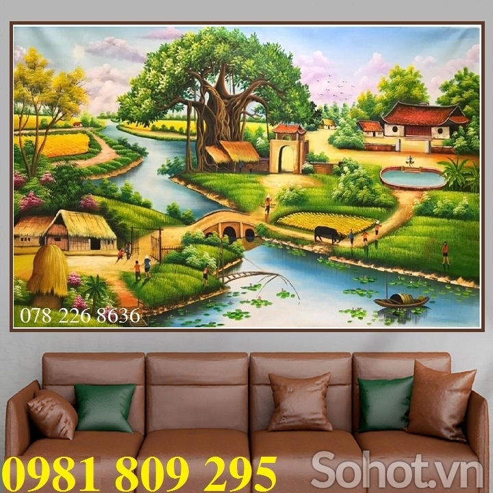 Gạch tranh 3d làng quê  - tranh vinh quy bái tổ