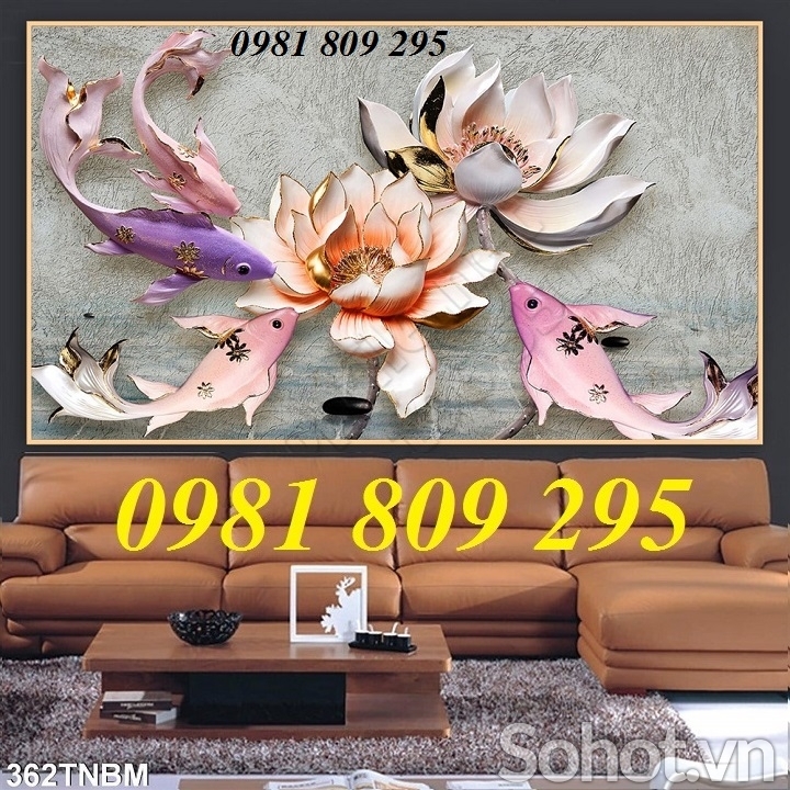 tranh gạch cá bảy màu 3d