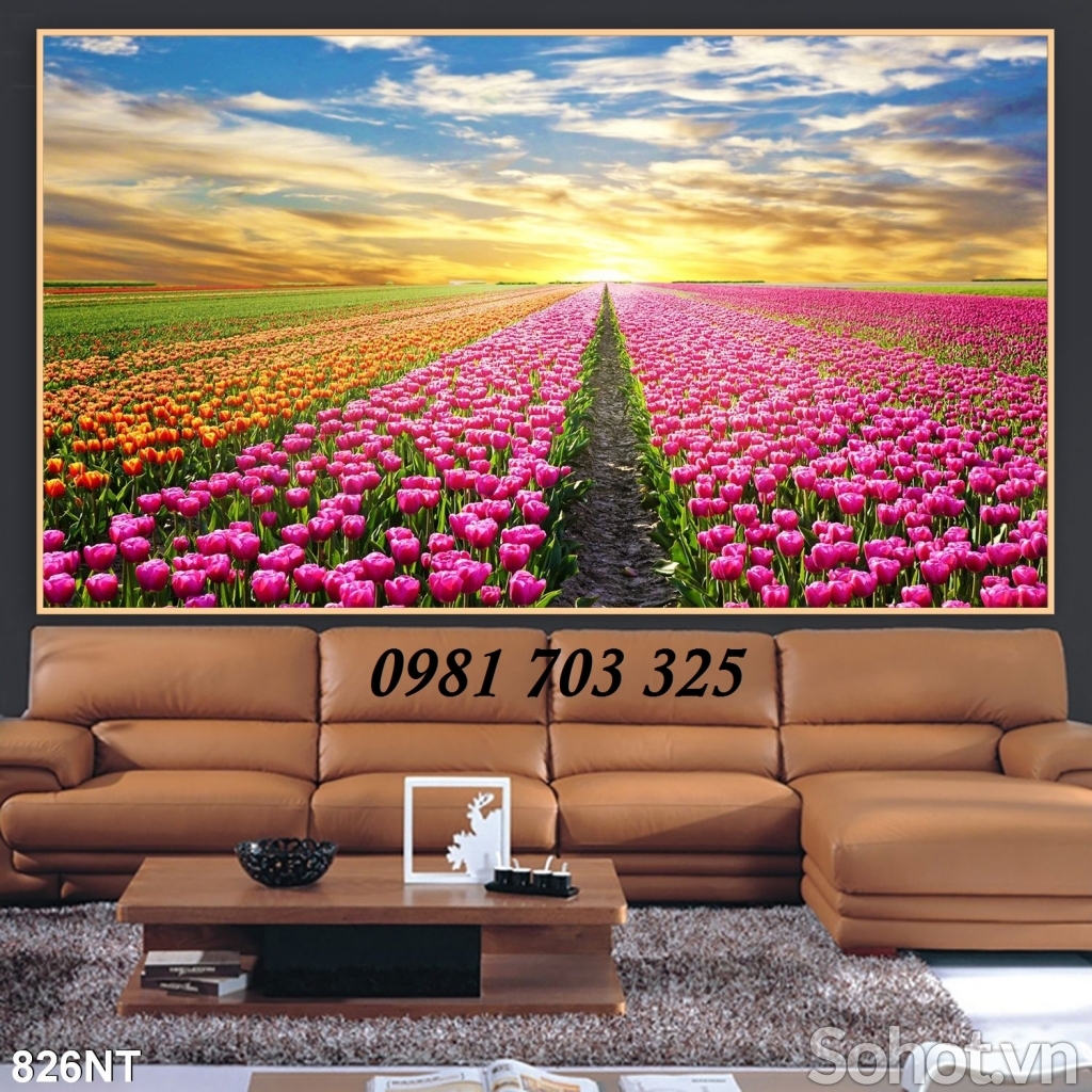 tranh phong cảnh- gạch tranh 3D cảnh vườn hoa