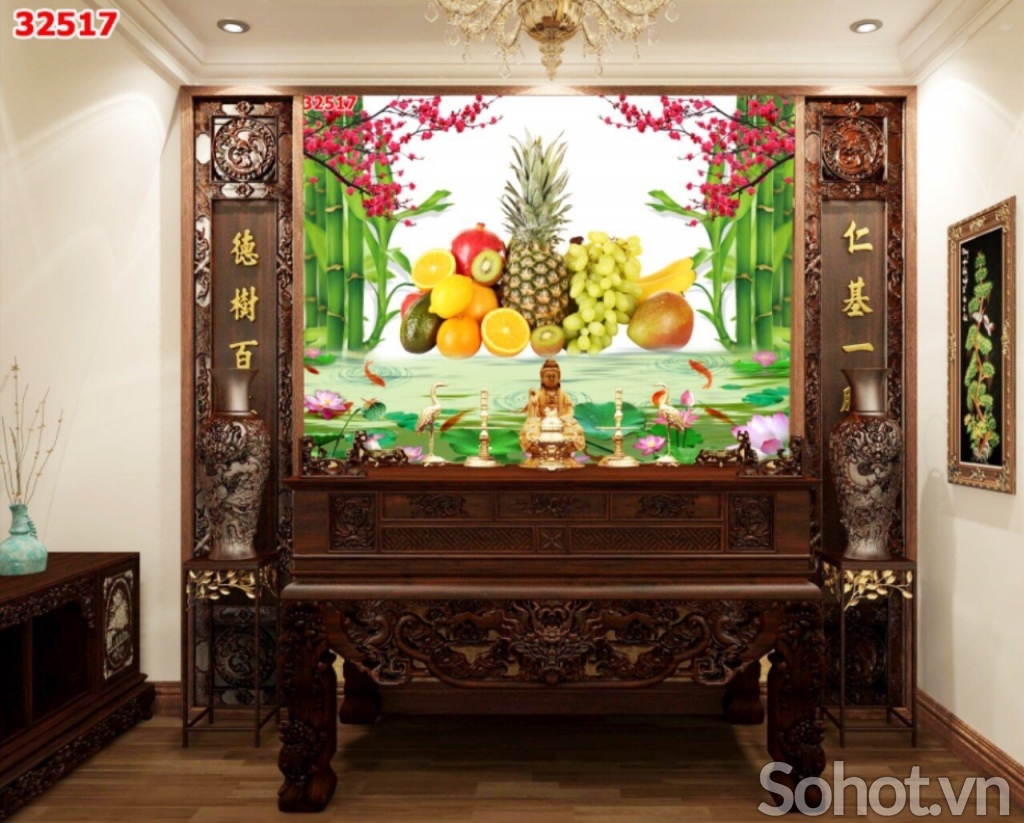 Tranh gạch 3d câu đối phòng thờ - TJHH6