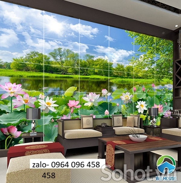 Tranh hoa sen 3d - tranh gạch 3d hoa sen - SDX43