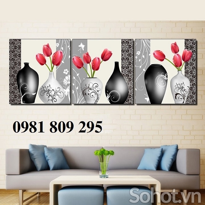 gạch tranh 3d bình hoa ốp phòng bếp