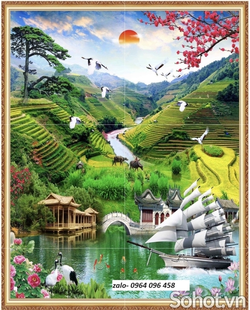 Tranh gạch 3d phong cảnh dán tường hành lang - sảnh - CVN74