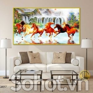 Tranh 3d họa tiết 8 chú ngựa