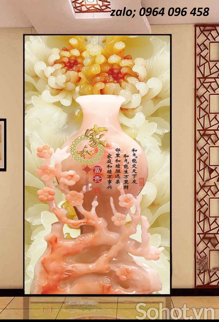 Tranh gạch 3d ốp tường bình hoa - SHJ9