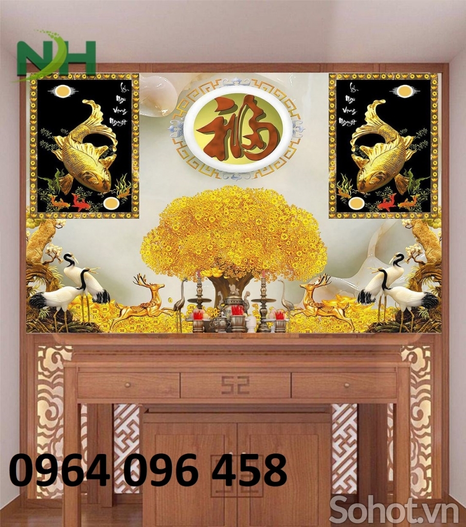 Tranh gạch 3d ốp tường phòng thờ - SXV73