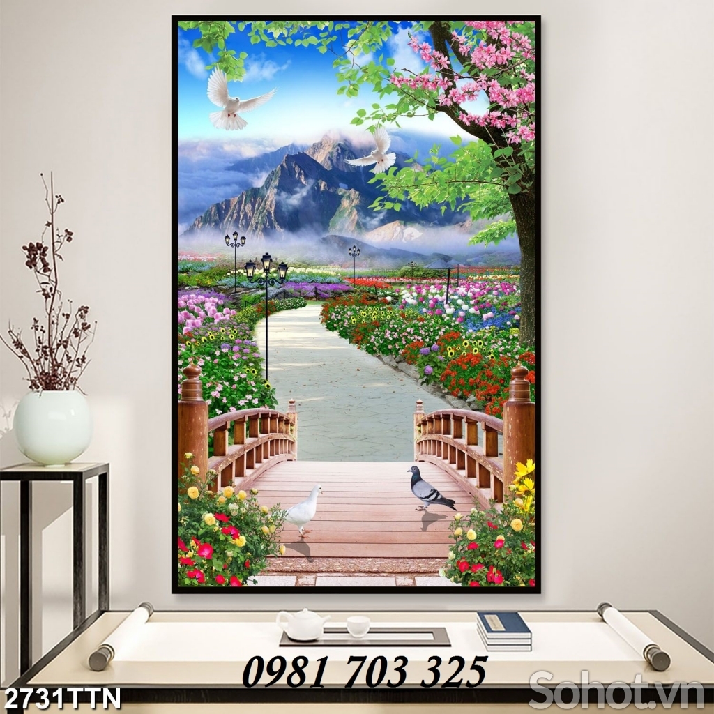 tranh khổ đứng, tranh gạch 3D