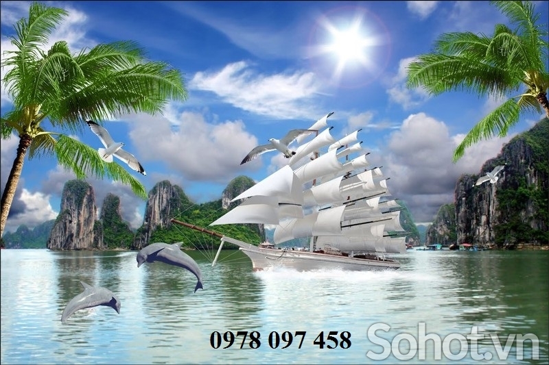 Tranh gạch 3 D - tranh thuyền buồm