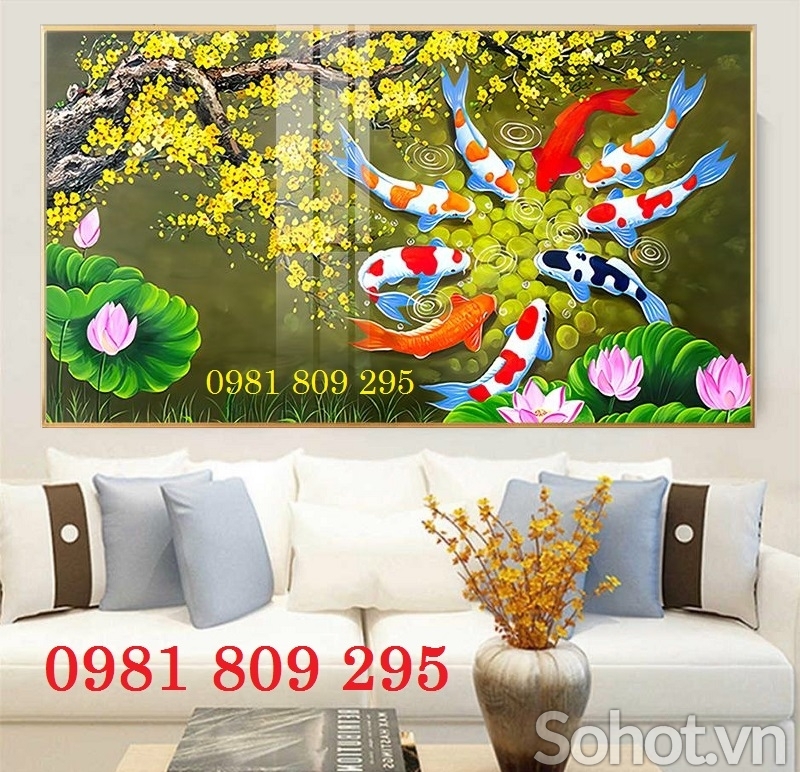 Tranh gạch 3d cá chép HD876