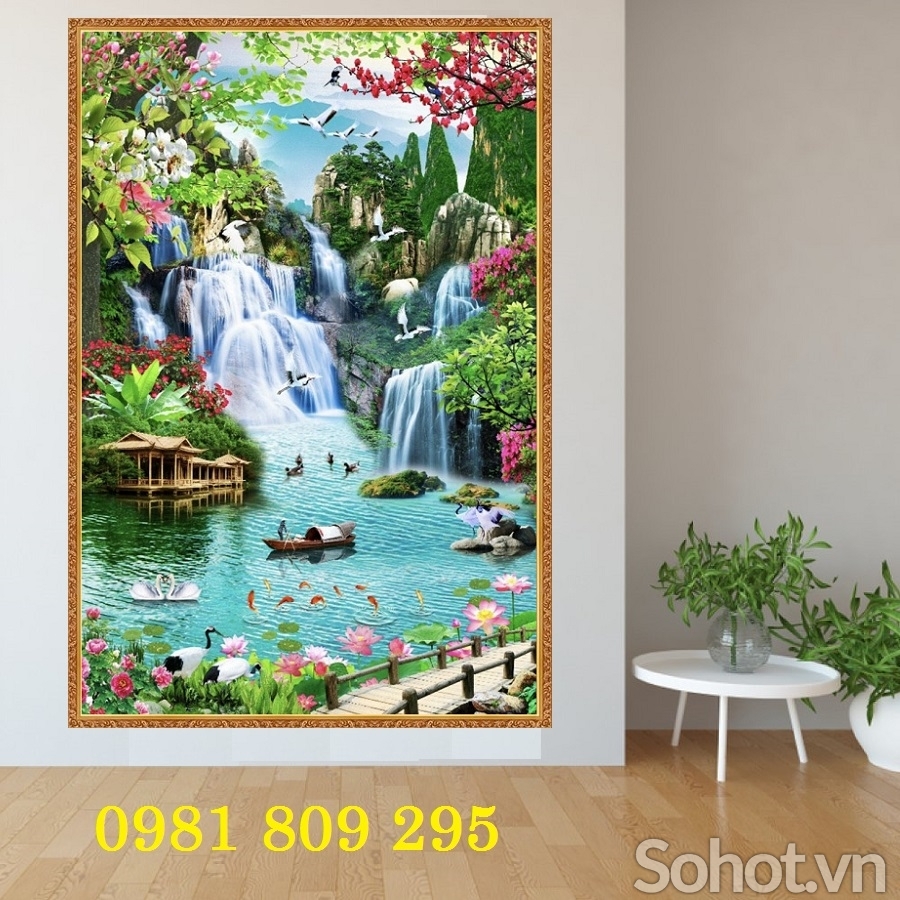 Gạch 3d khổ dọc , tranh thiên nhiên