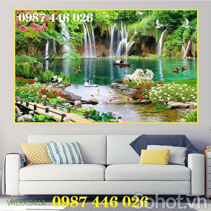 Gạch tranh ốp tường phòng khách