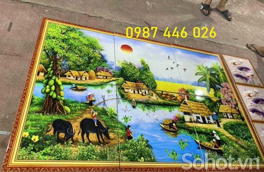 Gạch ốp tường tranh gạch làng quê 3d HP9723