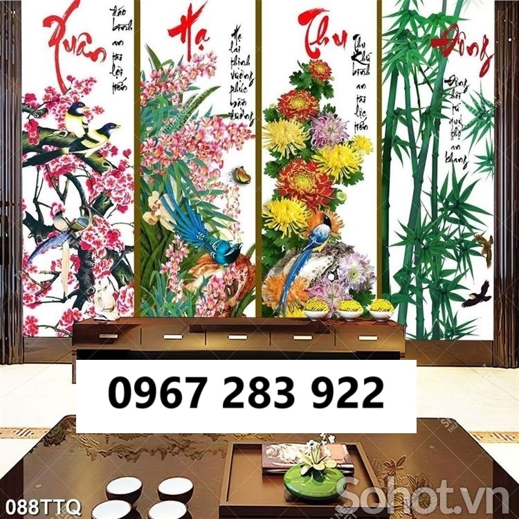 Gạch tranh đẹp trang trí tứ quý
