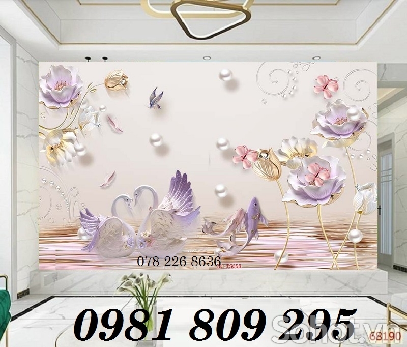 Tranh gạch ốp tường phòng khách 3d