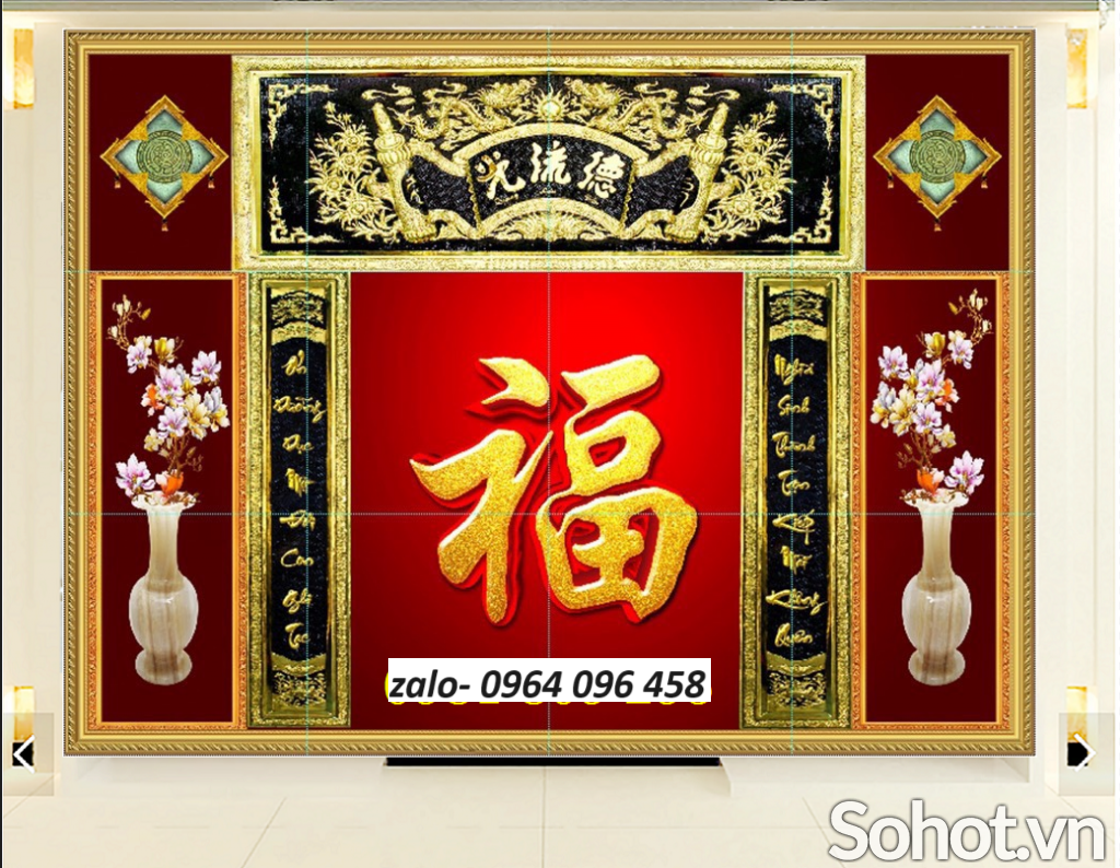 Tranh gạch 3d ốp tường phòng thờ - 3DCVV