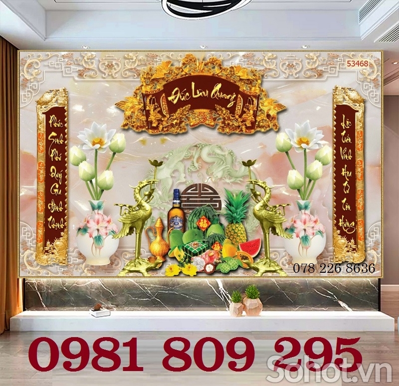 Tranh 3d phòng thờ , tranh gạch câu liễng hay